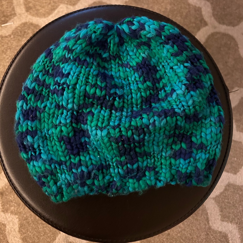 Cozy Knit  Beanie - Blue and Green